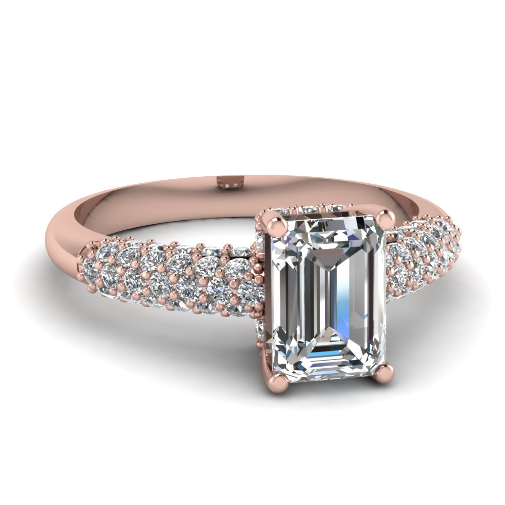 Emerald Side Stone Diamond Engagement Ring