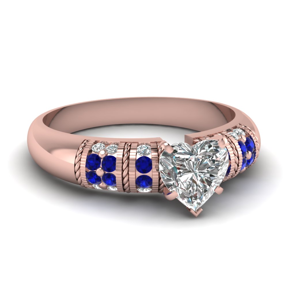 Heart Diamond Pink Rose Gold Engagement Ring