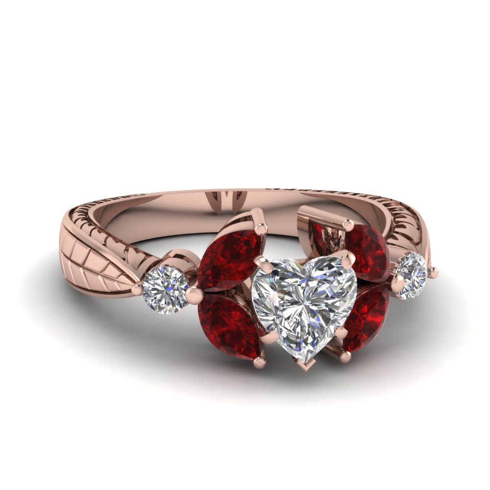 Red heart shaped engagement rings