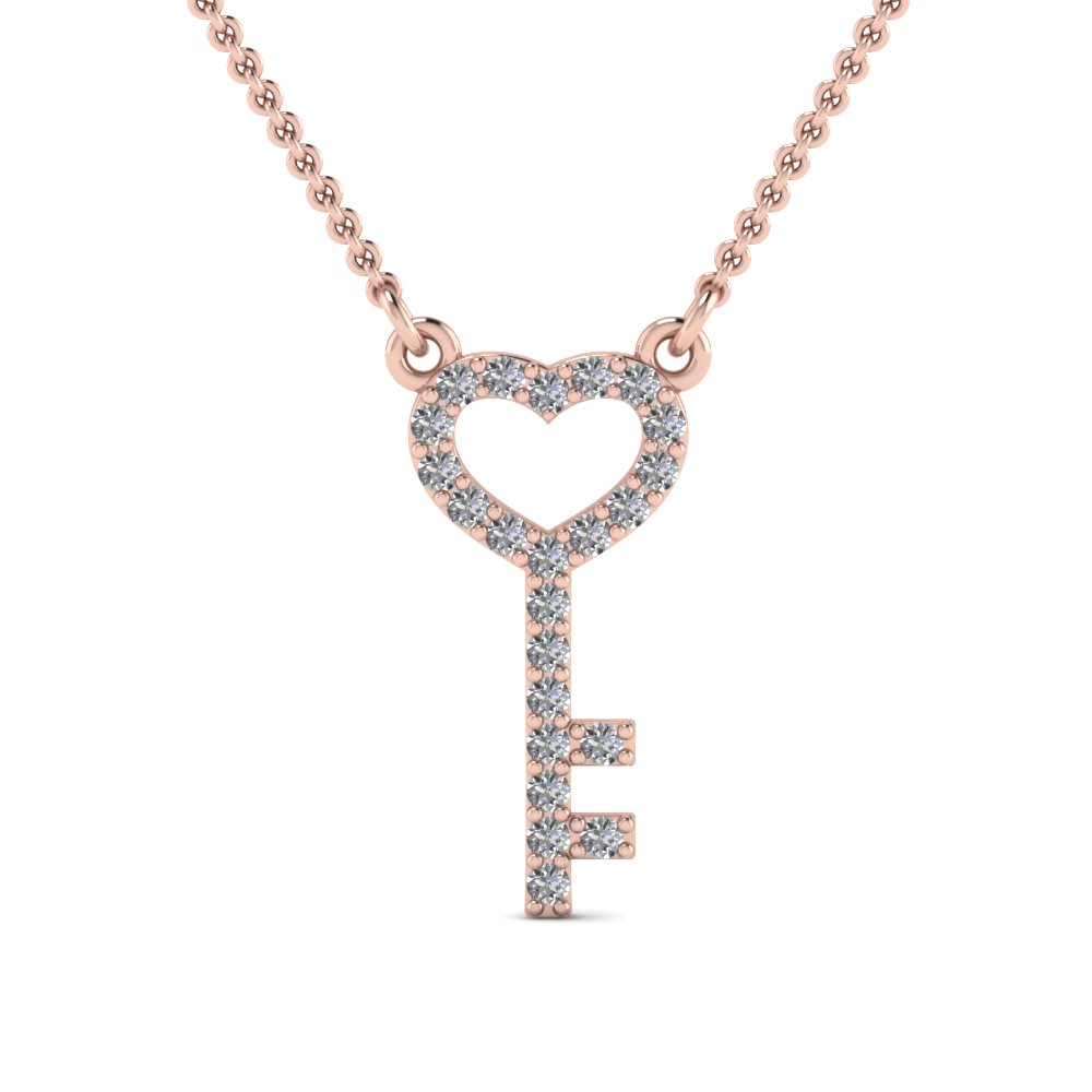 rose-gold-round-white-diamond-key-heart-heart-pendant-in-pave-set ...