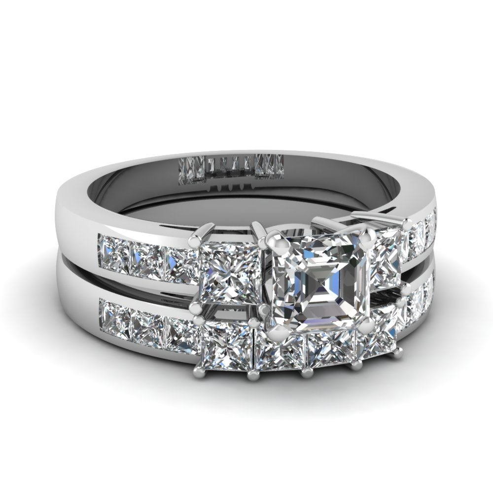 white-gold-asscher-white-diamond-engagement-wedding-ring-in-channel ...