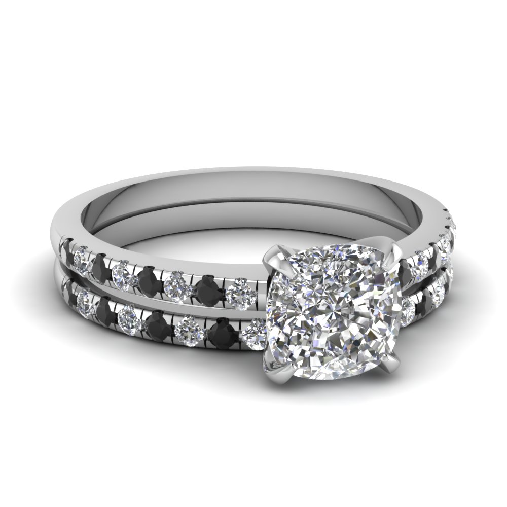 white-diamond-engagement-wedding-ring-with-black-diamond-in-prong-set ...