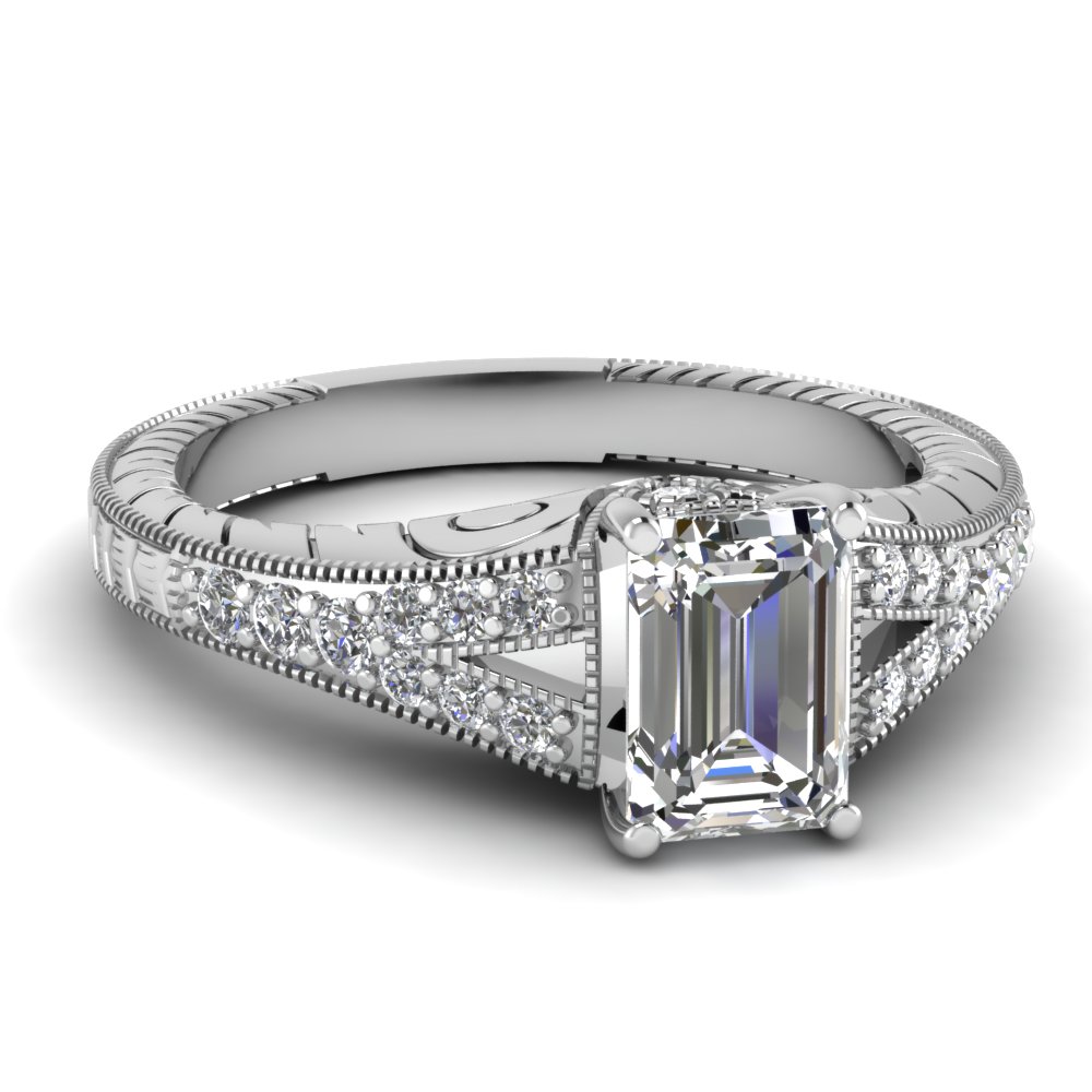 Emerald Cut Split Shank Diamond Ring Emerald Cut Split Shank Diamond Ring