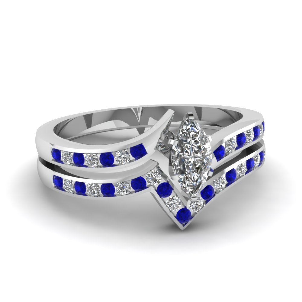 Diamond and sapphire wedding rings