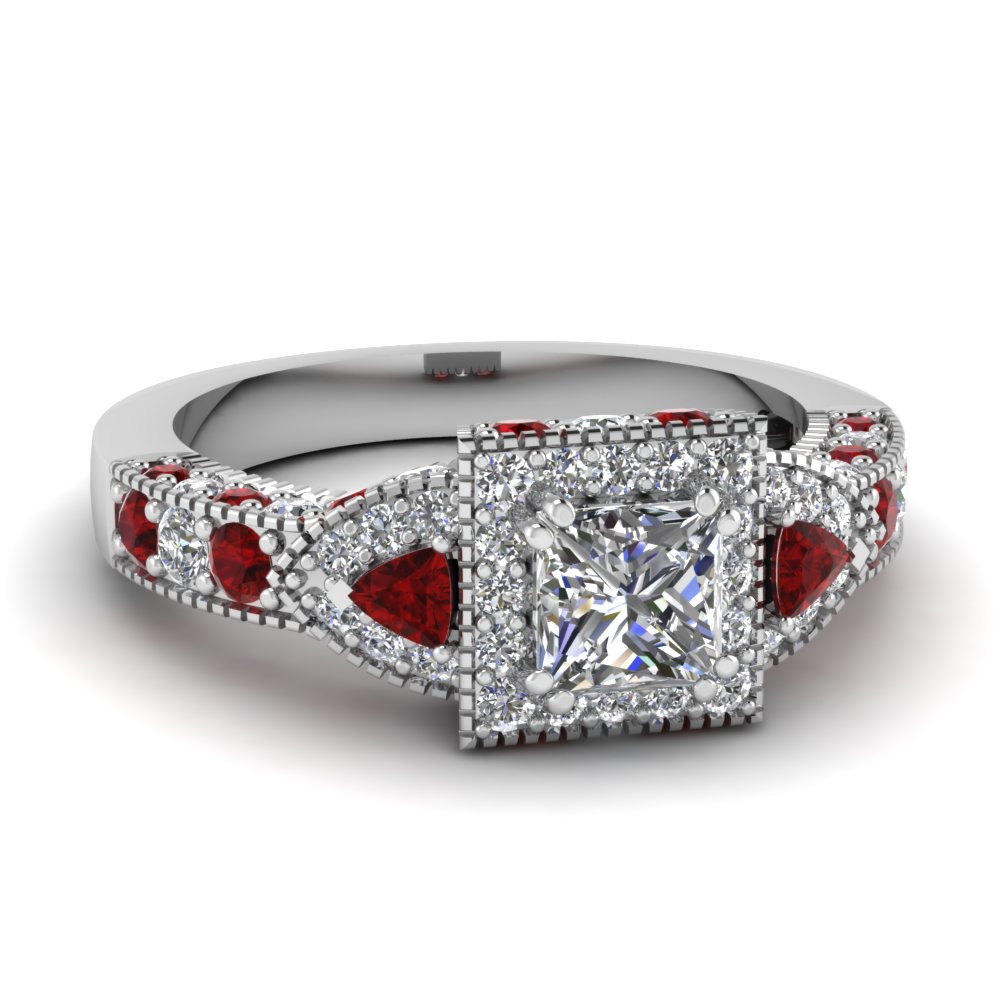 Diamond ruby engagement ring