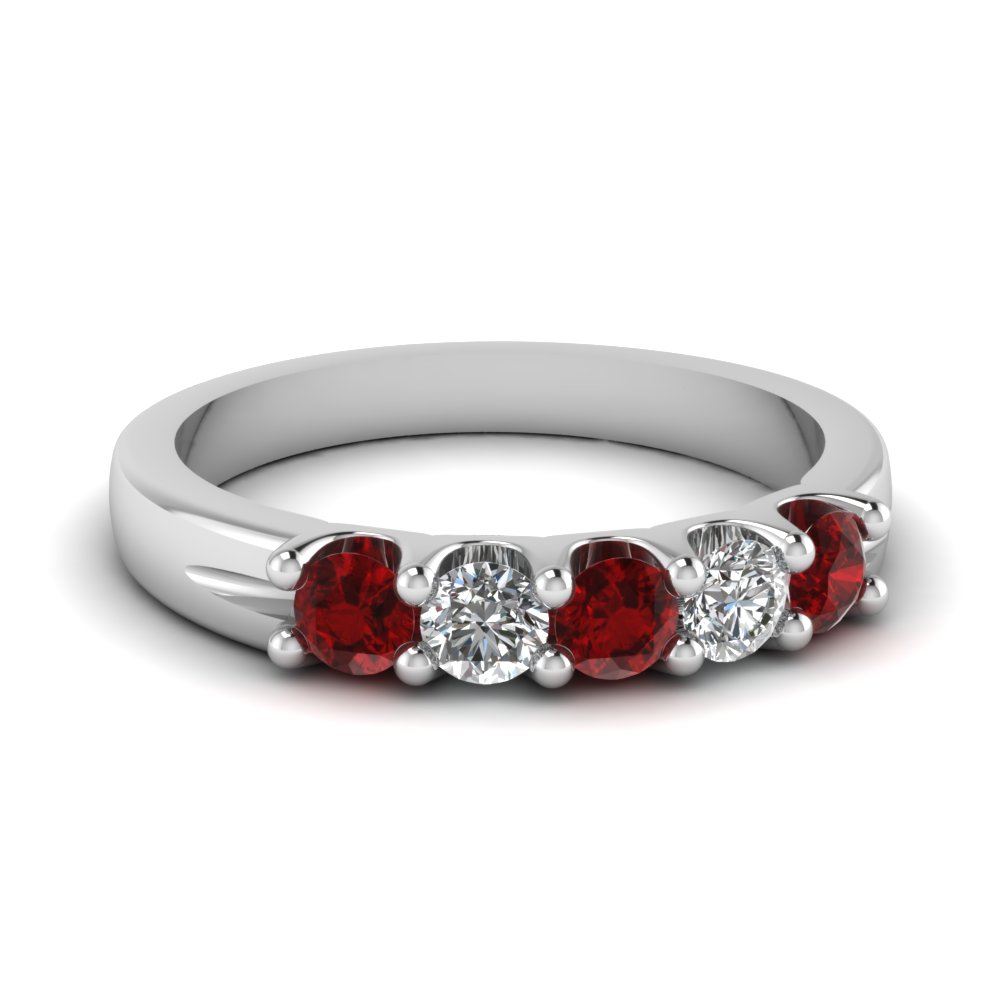 white-gold-round-red-ruby-wedding-band-with-white-diamond-in-prong-set ...