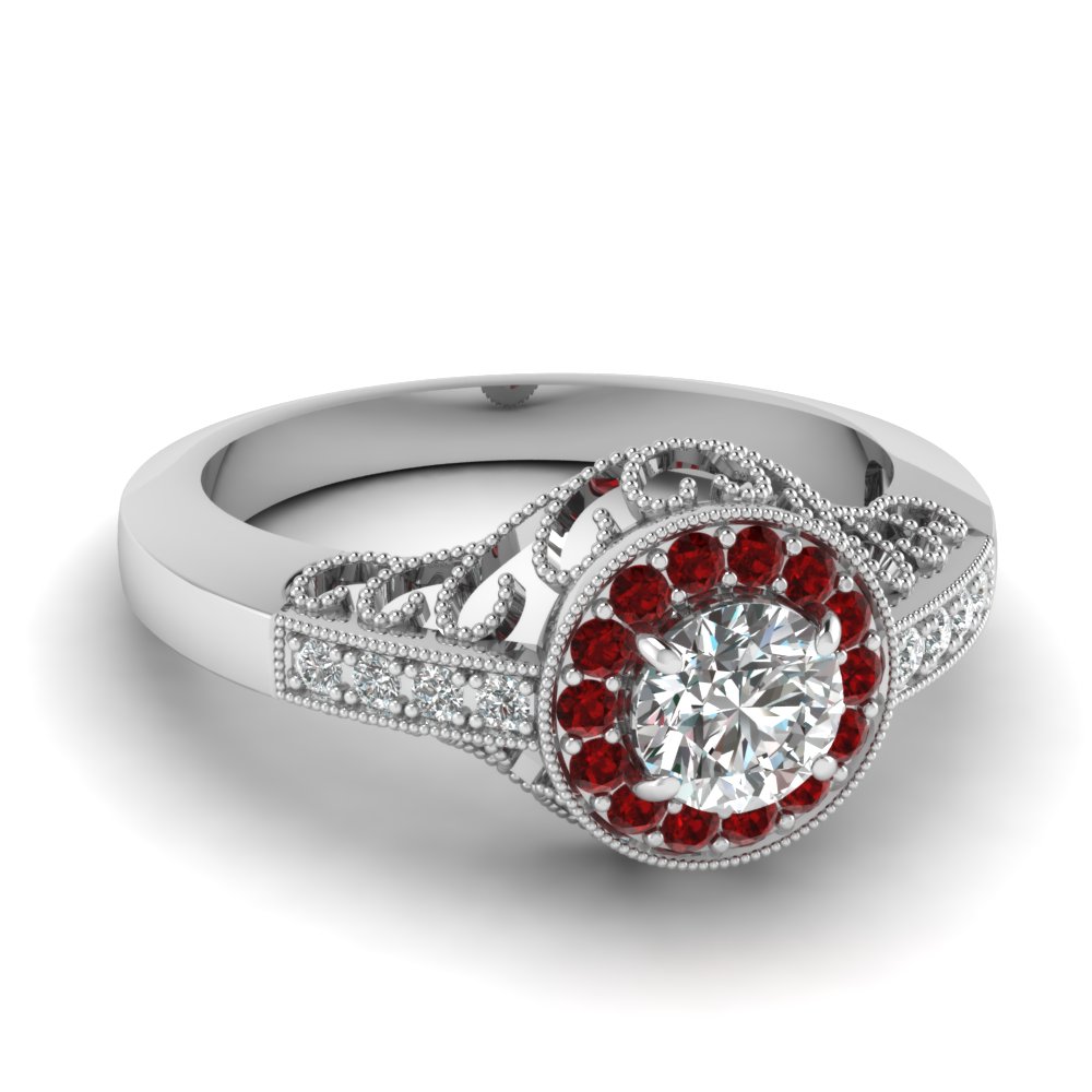 White Gold Milgrain Diamond Ring