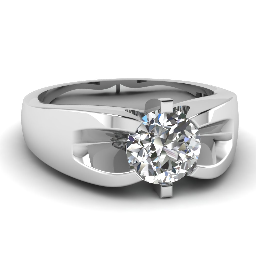 white-gold-round-white-diamond-mens-wedding-ring-in-prong-set ...