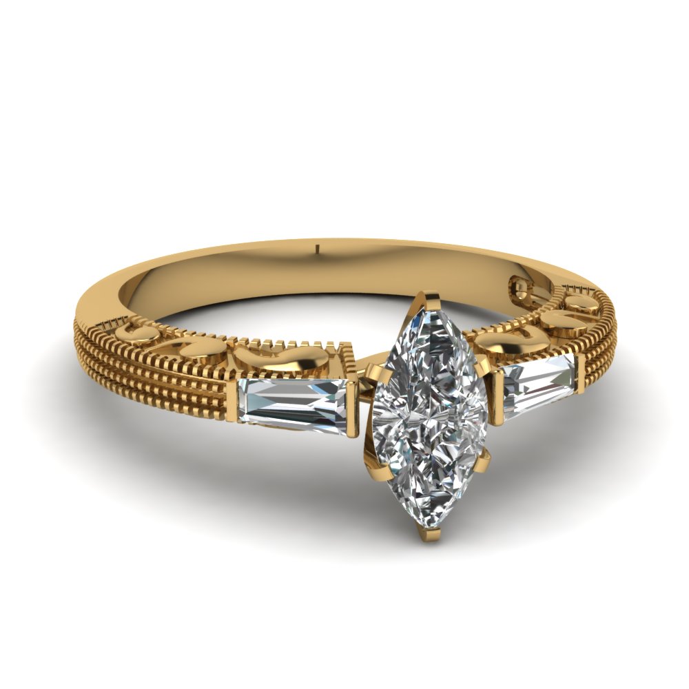 Vintage Three Stone Gold Engagement Ring
