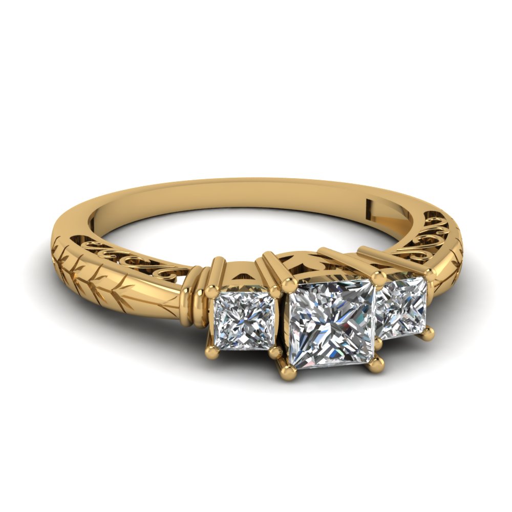 Princess Cut Vintage 3 Diamond Rings